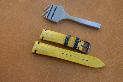 Yellow double pearl stingray leather strap HDST125