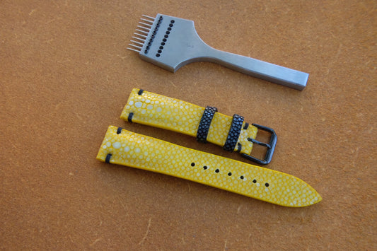 Yellow double pearl stingray leather strap HDST125