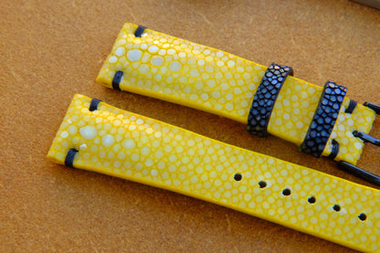 Yellow double pearl stingray leather strap HDST125