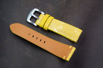 Yellow no pearl stingray leather watch strap  HDST137