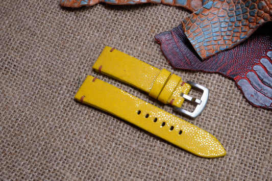 Yellow no pearl stingray leather watch strap HDST75