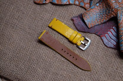 Yellow no pearl stingray leather watch strap HDST75