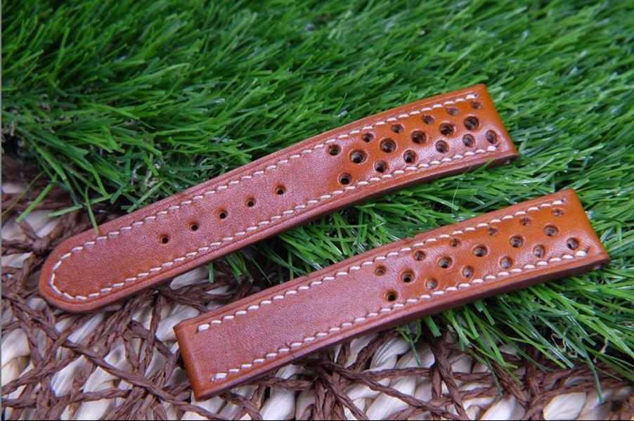 BESPOKE HAND DYED BROWN RALLY LEATHER WATCH STRAP HDOS20