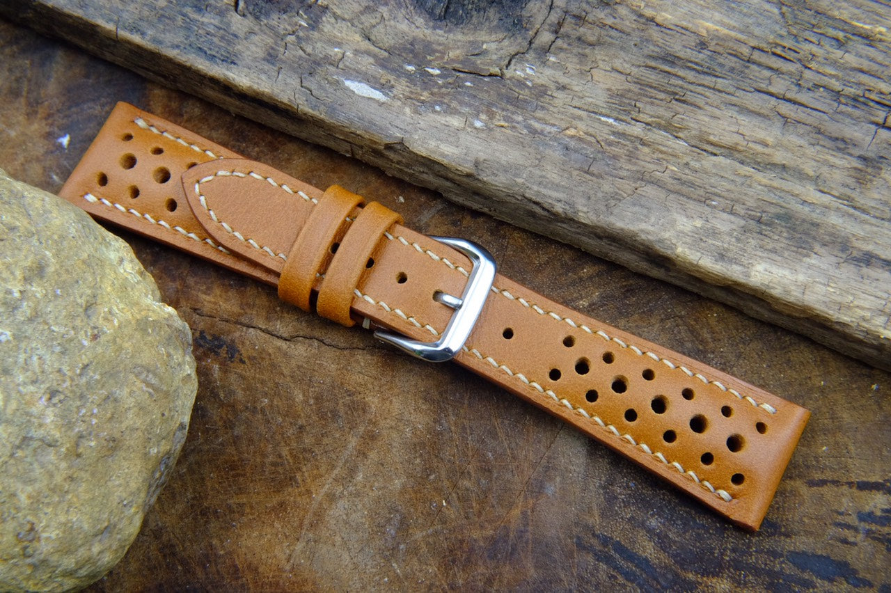 BESPOKE GENUINE COW LEATHER RALLY WATCH STRAP BAND  HDLE12