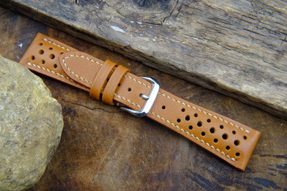 BESPOKE GENUINE COW LEATHER RALLY WATCH STRAP BAND  HDLE12