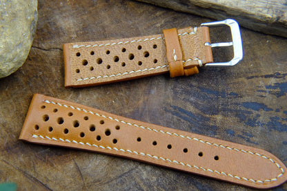 BESPOKE GENUINE COW LEATHER RALLY WATCH STRAP BAND  HDLE12