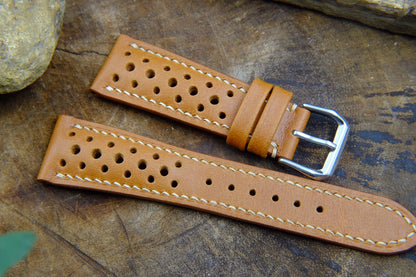 BESPOKE GENUINE COW LEATHER RALLY WATCH STRAP BAND  HDLE12