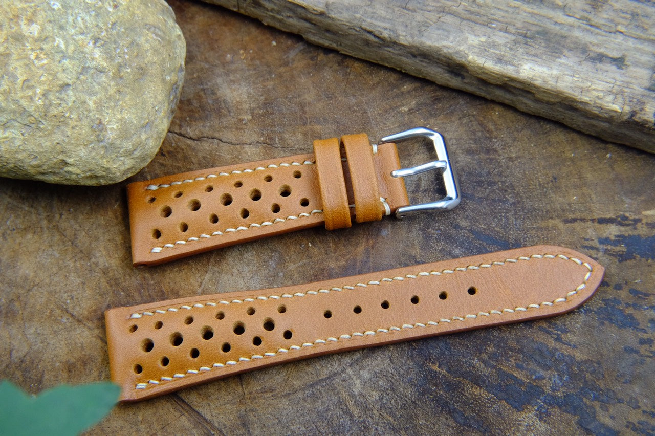 BESPOKE GENUINE COW LEATHER RALLY WATCH STRAP BAND  HDLE12