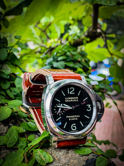 BESPOKE GENUINE VINTAGE DISTRESSED REDDISH BROWN LEATHER WATCH STRAP BAND FOR PANERAI HDPAM01