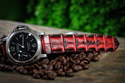 BESPOKE GENUINE RED CROCODILE LEATHER WATCH STRAP BAND FOR PANERAI HDPAM07