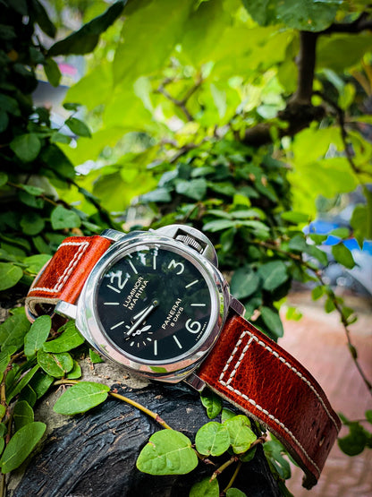 BESPOKE GENUINE VINTAGE DISTRESSED REDDISH BROWN LEATHER WATCH STRAP BAND FOR PANERAI HDPAM01