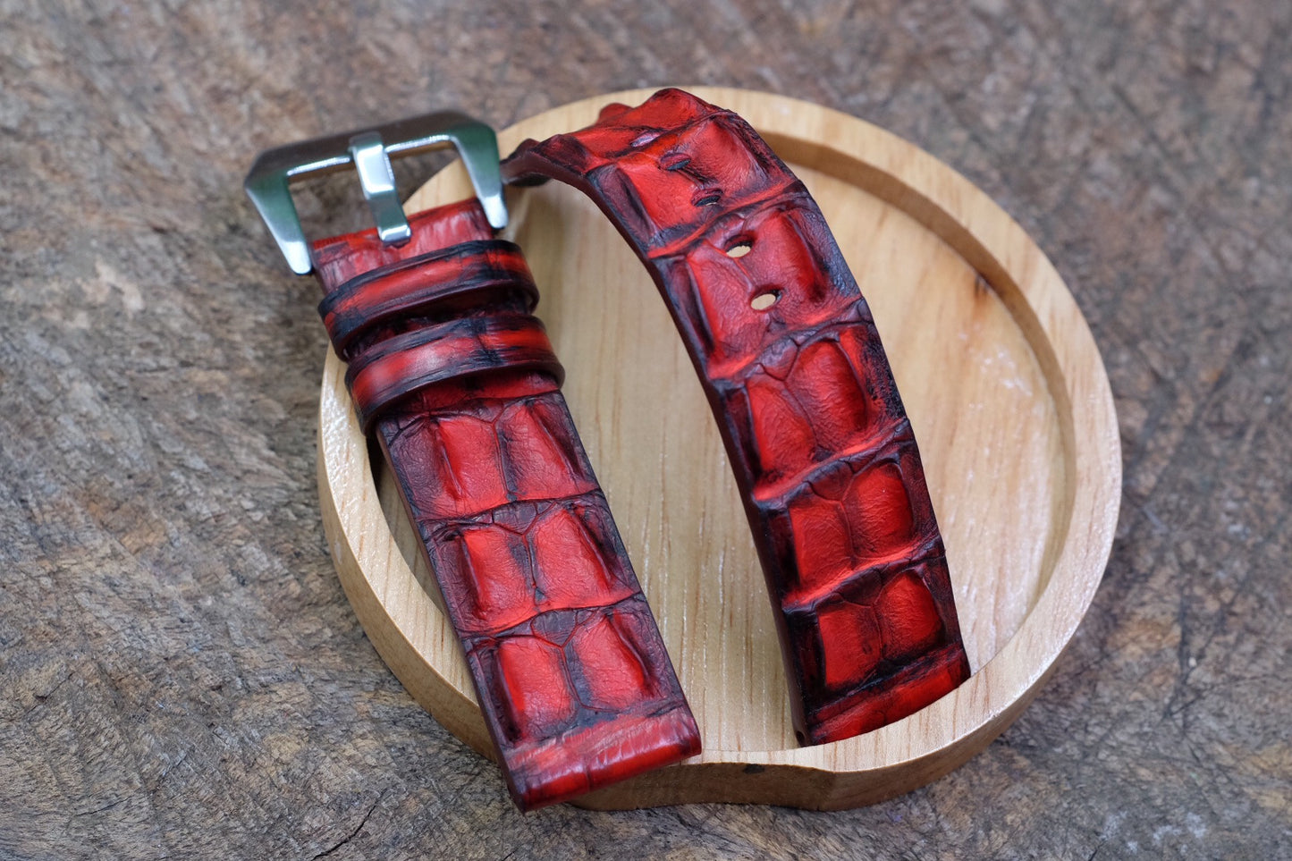 BESPOKE GENUINE RED CROCODILE LEATHER WATCH STRAP BAND FOR PANERAI HDPAM07