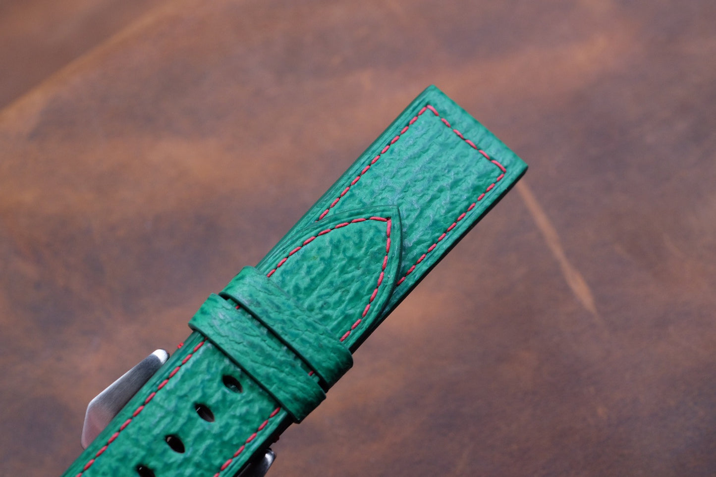 BESPOKE GENUINE GREEN SHARK LEATHER WATCH STRAP BAND FOR PANERAI HDPAM13