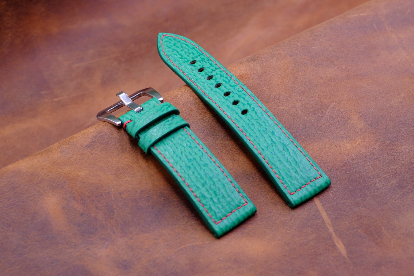 BESPOKE GENUINE GREEN SHARK LEATHER WATCH STRAP BAND FOR PANERAI HDPAM13