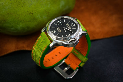 BESPOKE GENUINE GREEN CROCODILE LEATHER WATCH STRAP BAND FOR PANERAI HDPAM29