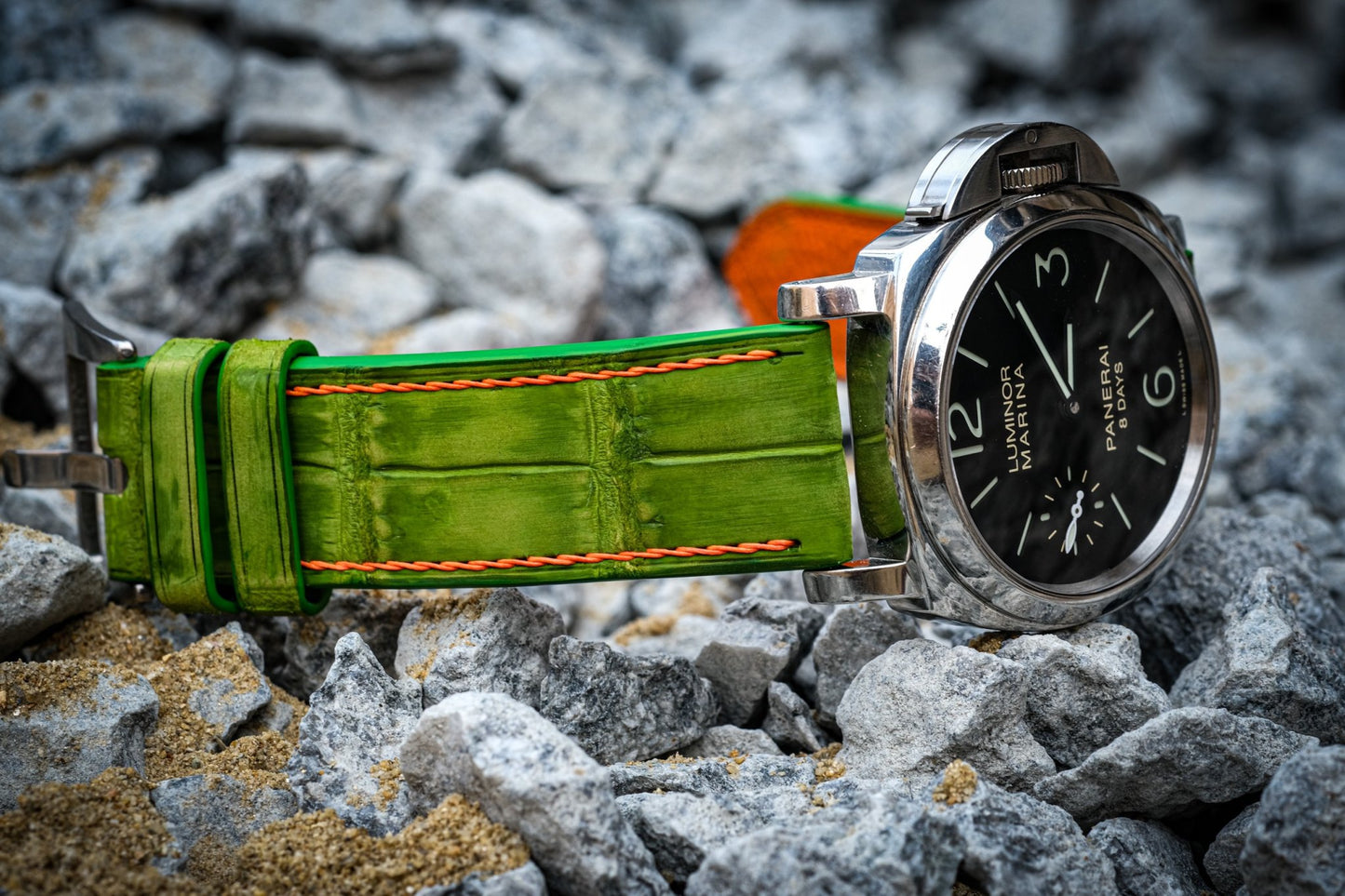 BESPOKE GENUINE GREEN CROCODILE LEATHER WATCH STRAP BAND FOR PANERAI HDPAM29