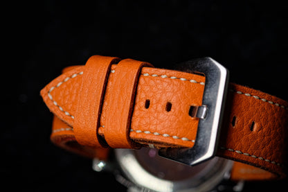 Orange Hermes Togo leather handmade leather watch strap  HDPAM33