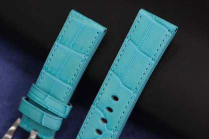 BESPOKE GENUINE BLUE CROCODILE LEATHER WATCH STRAP BAND FOR PANERAI HDPAM32