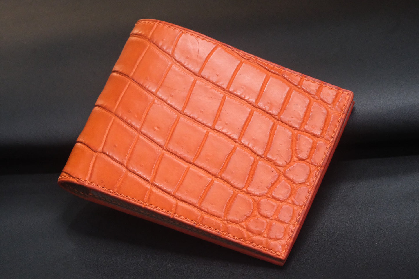 Orange Crocodile leather bifold man wallet HDWA50