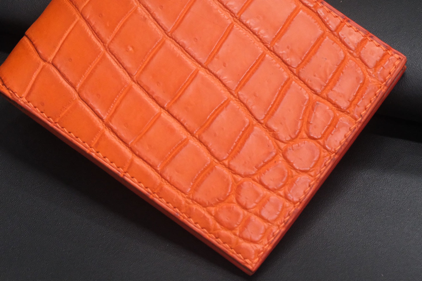 Orange Crocodile leather bifold man wallet HDWA50