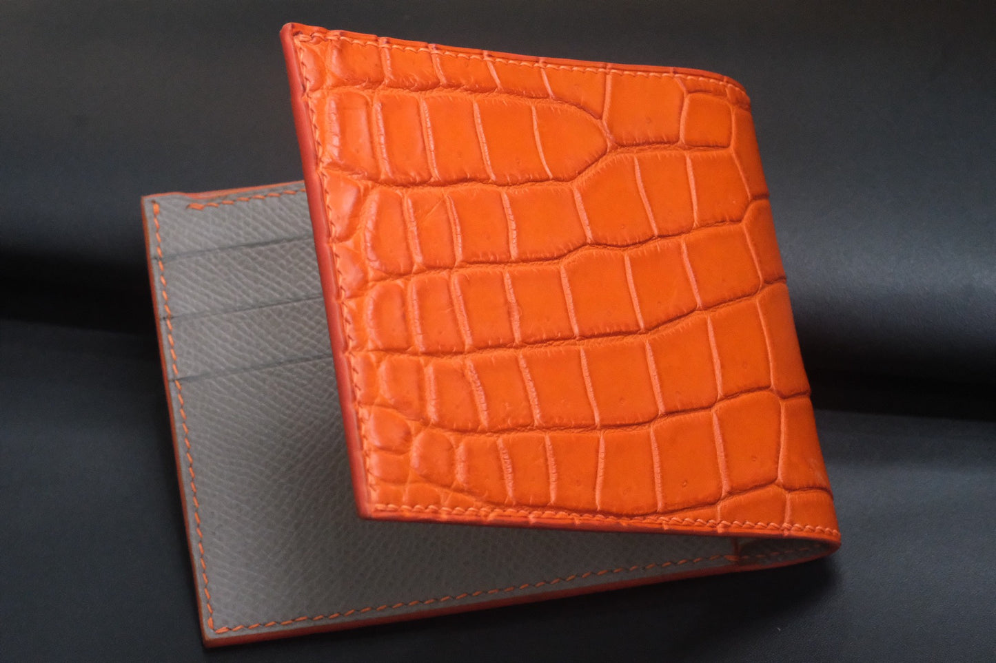 Orange Crocodile leather bifold man wallet HDWA50