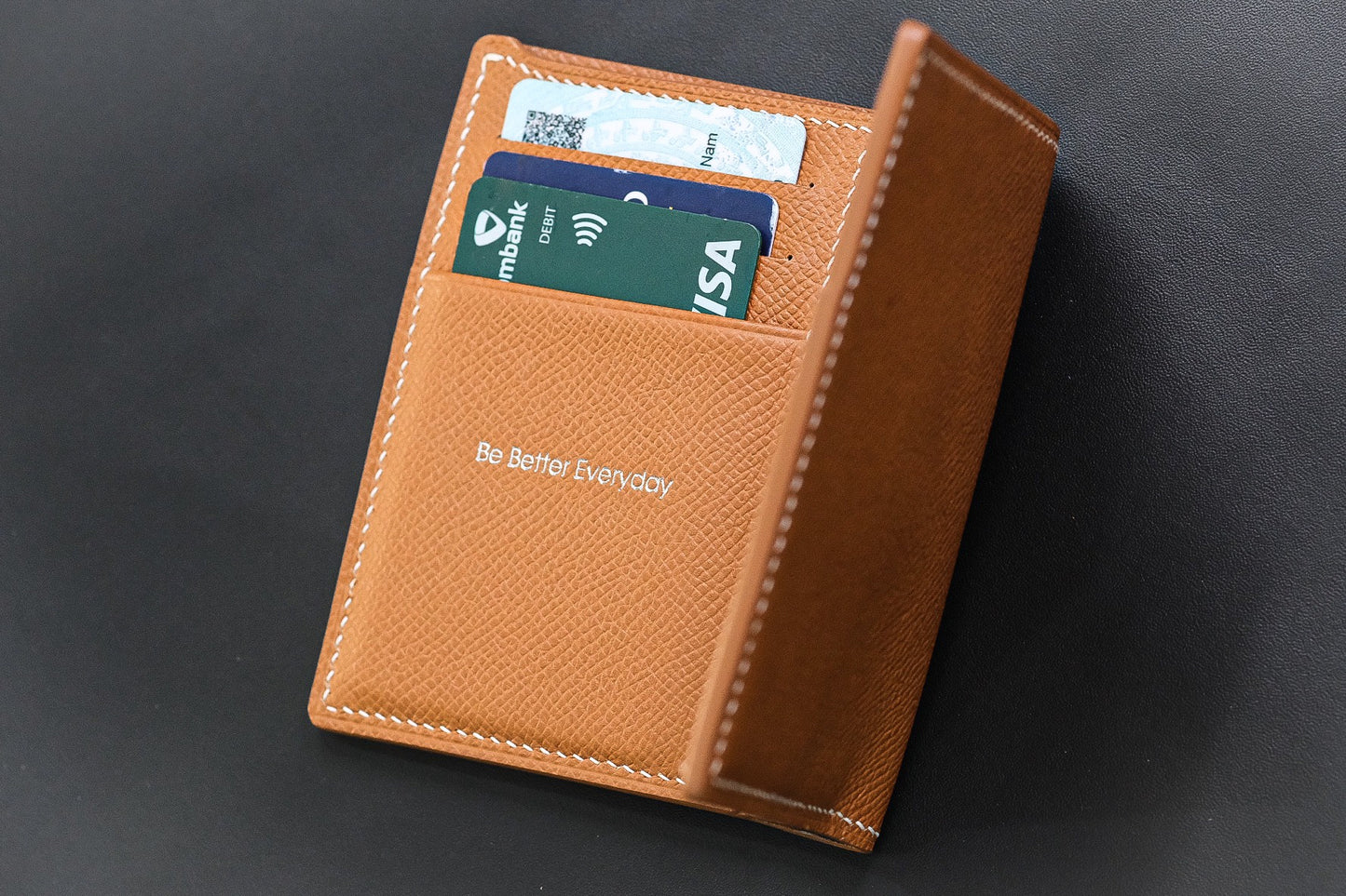 BESPOKE GENUINE ORANGE EPSOM BIFOLD MAN WALLET HDWA91