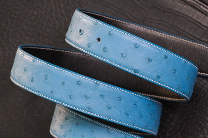 BLUE OSTRIC BELLY LEATHER BELT HDBE12