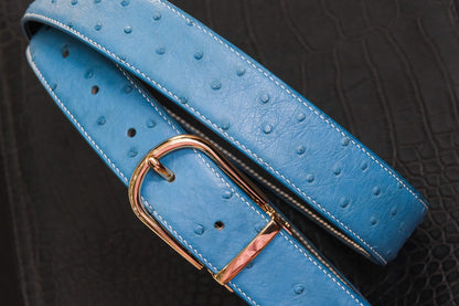 BLUE OSTRIC BELLY LEATHER BELT HDBE12