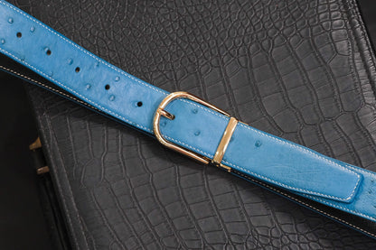 BLUE OSTRIC BELLY LEATHER BELT HDBE12