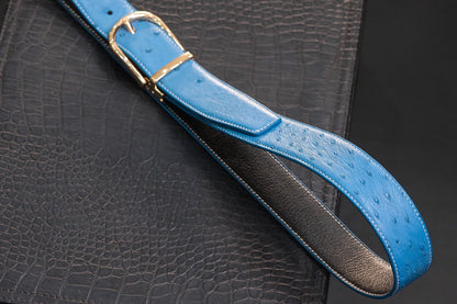 BLUE OSTRIC BELLY LEATHER BELT HDBE12