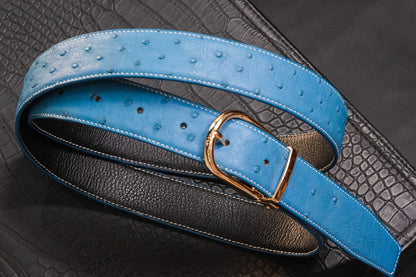 BLUE OSTRIC BELLY LEATHER BELT HDBE12