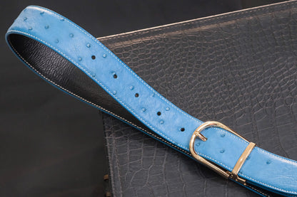 BLUE OSTRIC BELLY LEATHER BELT HDBE12