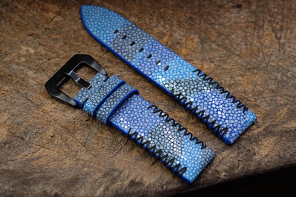 Blue camoflague no pearl stingray leather watch strap HDCAMOST01