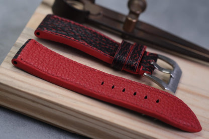 Custom made Godzilla black and red shark skin leather watch strap HDPAM30