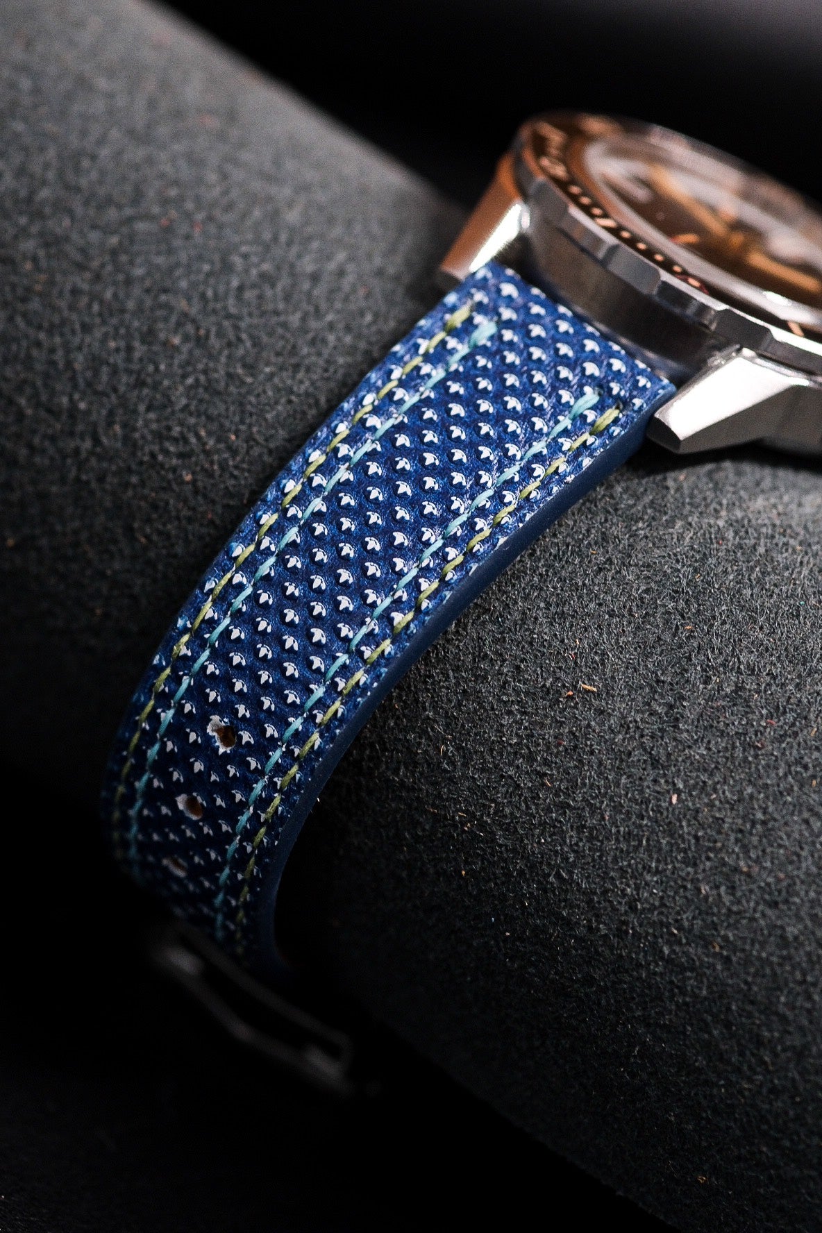 Blue Karung snake skin leather strap HDKS02