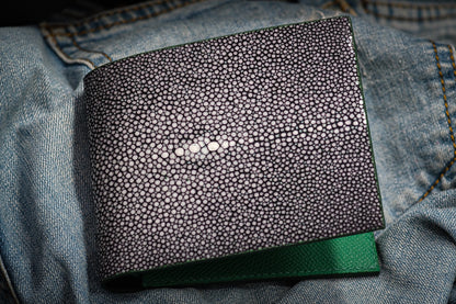 BESPOKE GENUINE BLACK STINGRAY BIFOLD MAN WALLET HDWA62