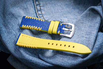 Blue no pearl stingray leather watch strap HDST142