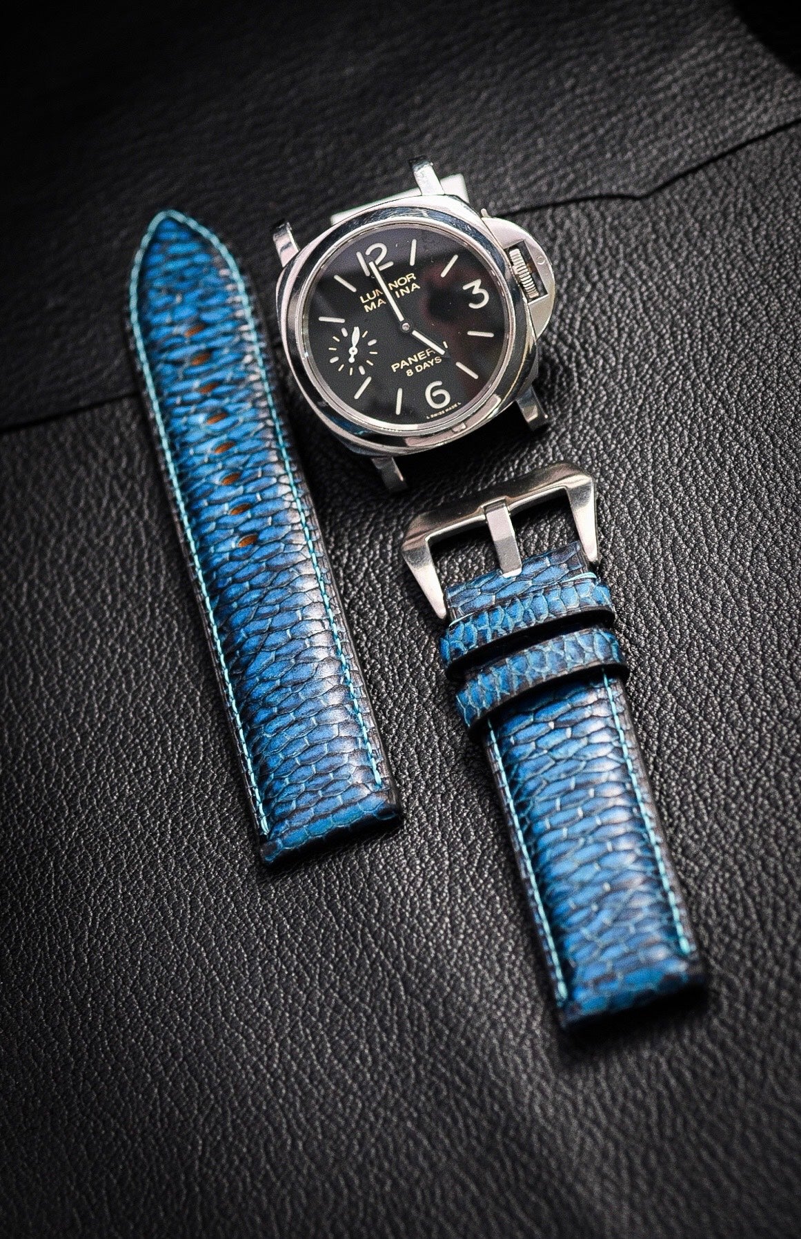 HAND DYED PATINA TURQUOISE BLUE PATINA BEAVER TAIL LEATHER STRAP HDPAM18