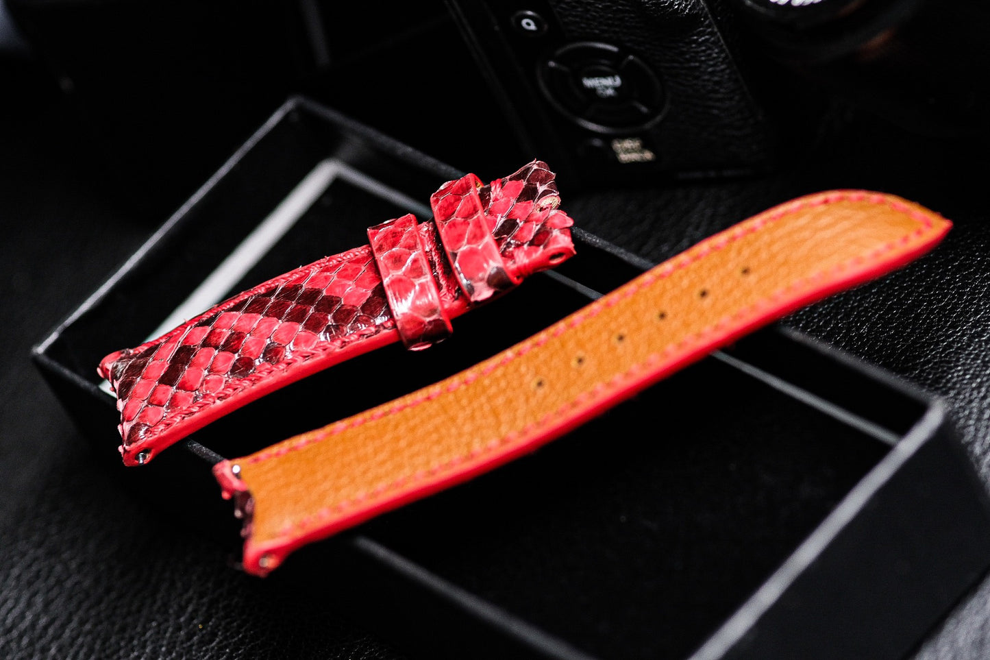 Red python leather watch strap HDPS13