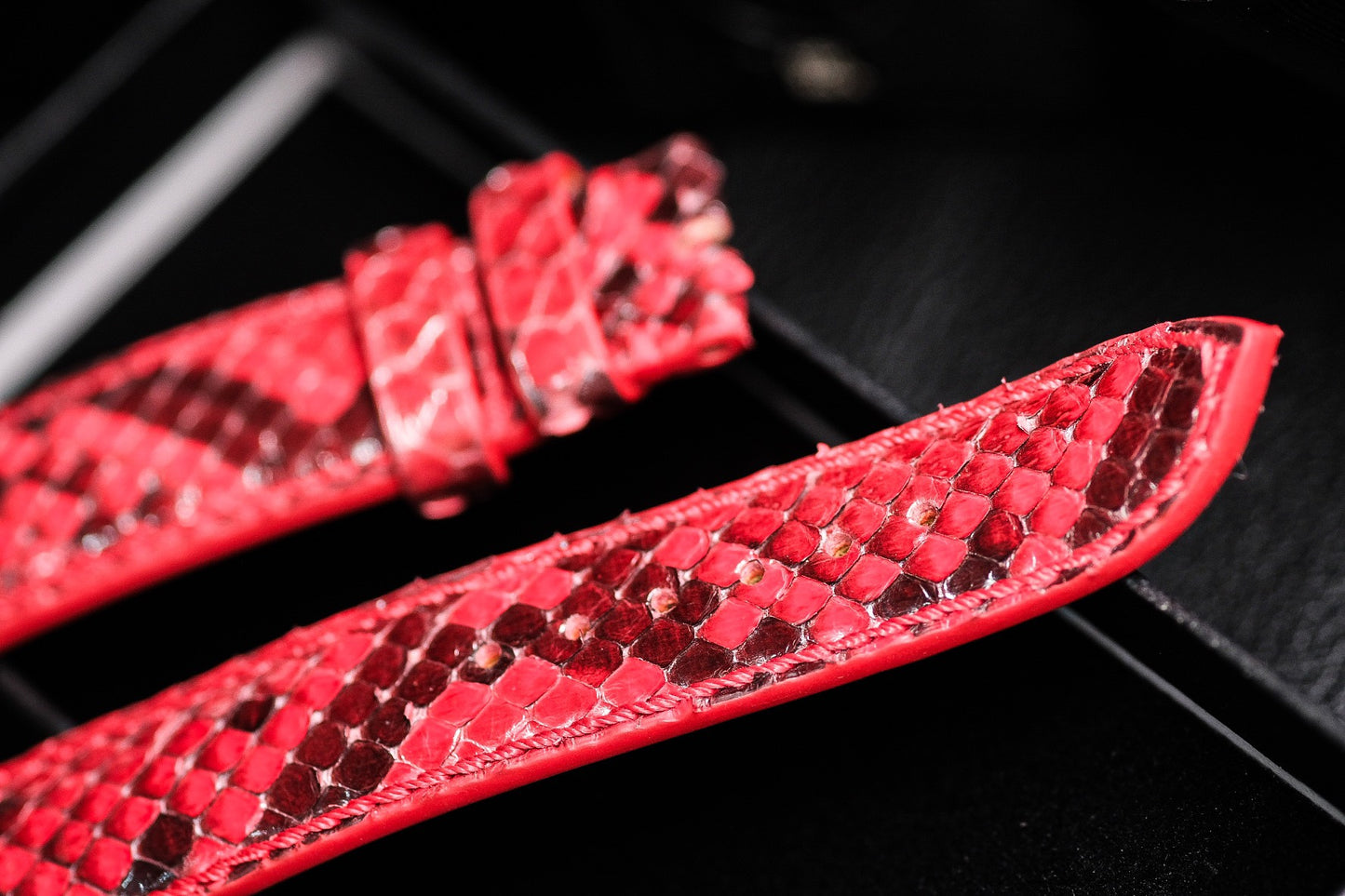 Red python leather watch strap HDPS13