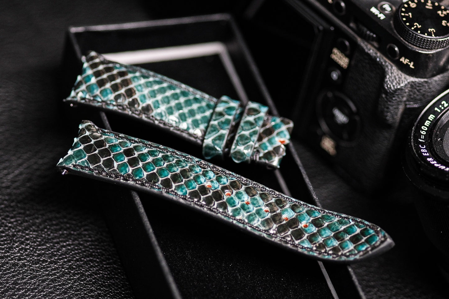 Jade green python leather watch strap HDPS21