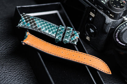 Jade green python leather watch strap HDPS21