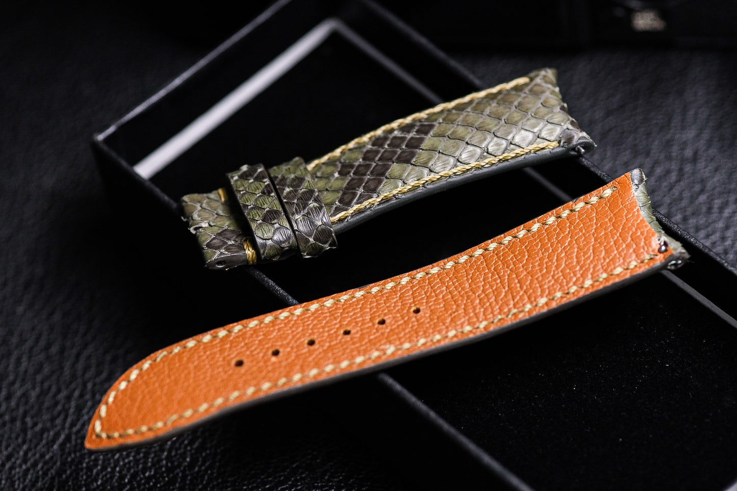 Oliver green python leather watch strap HDPS20