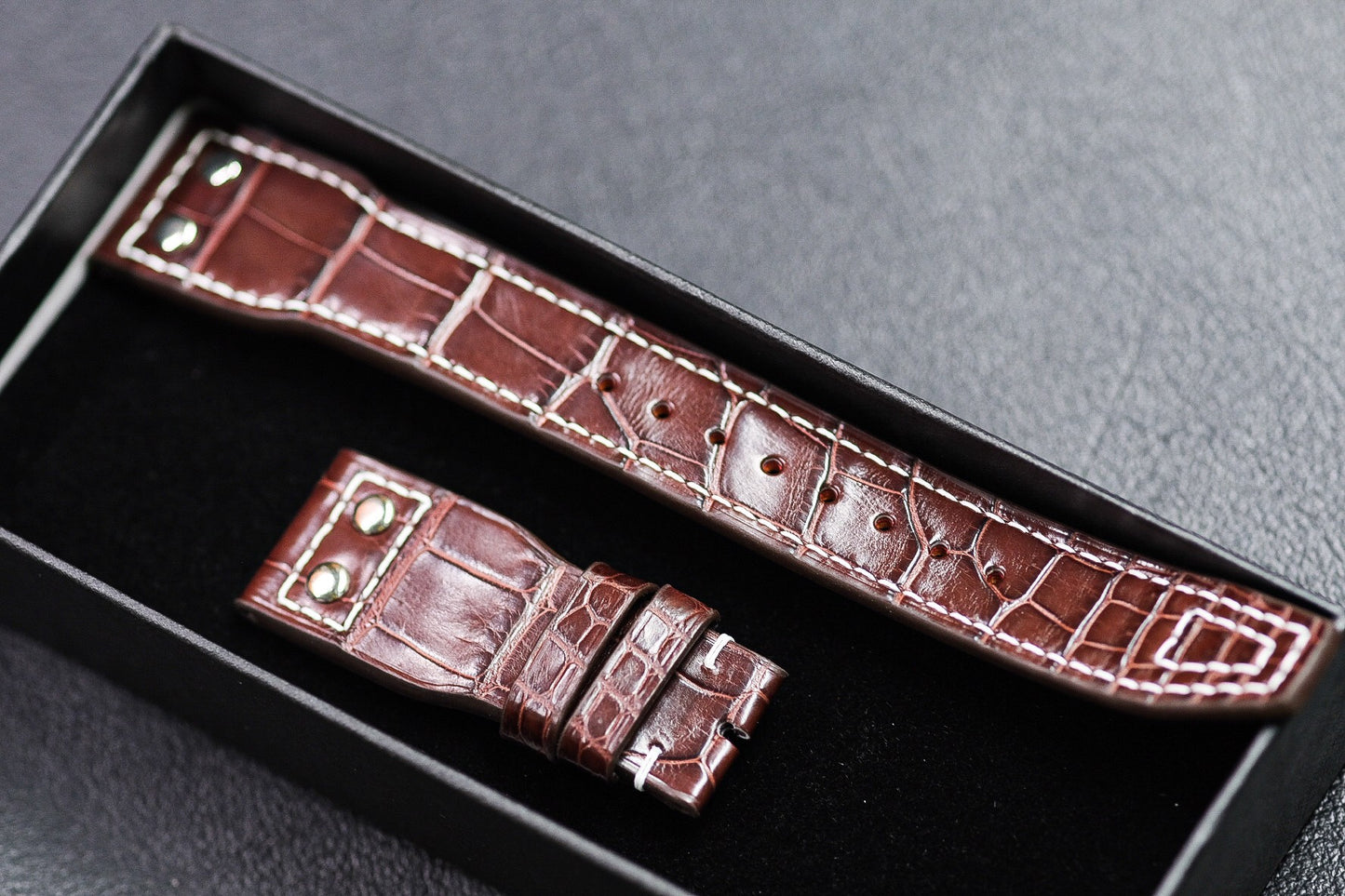 BESPOKE GENUINE IWC PILOT CROCODILE SKIN LEATHER STRAP HDCS24