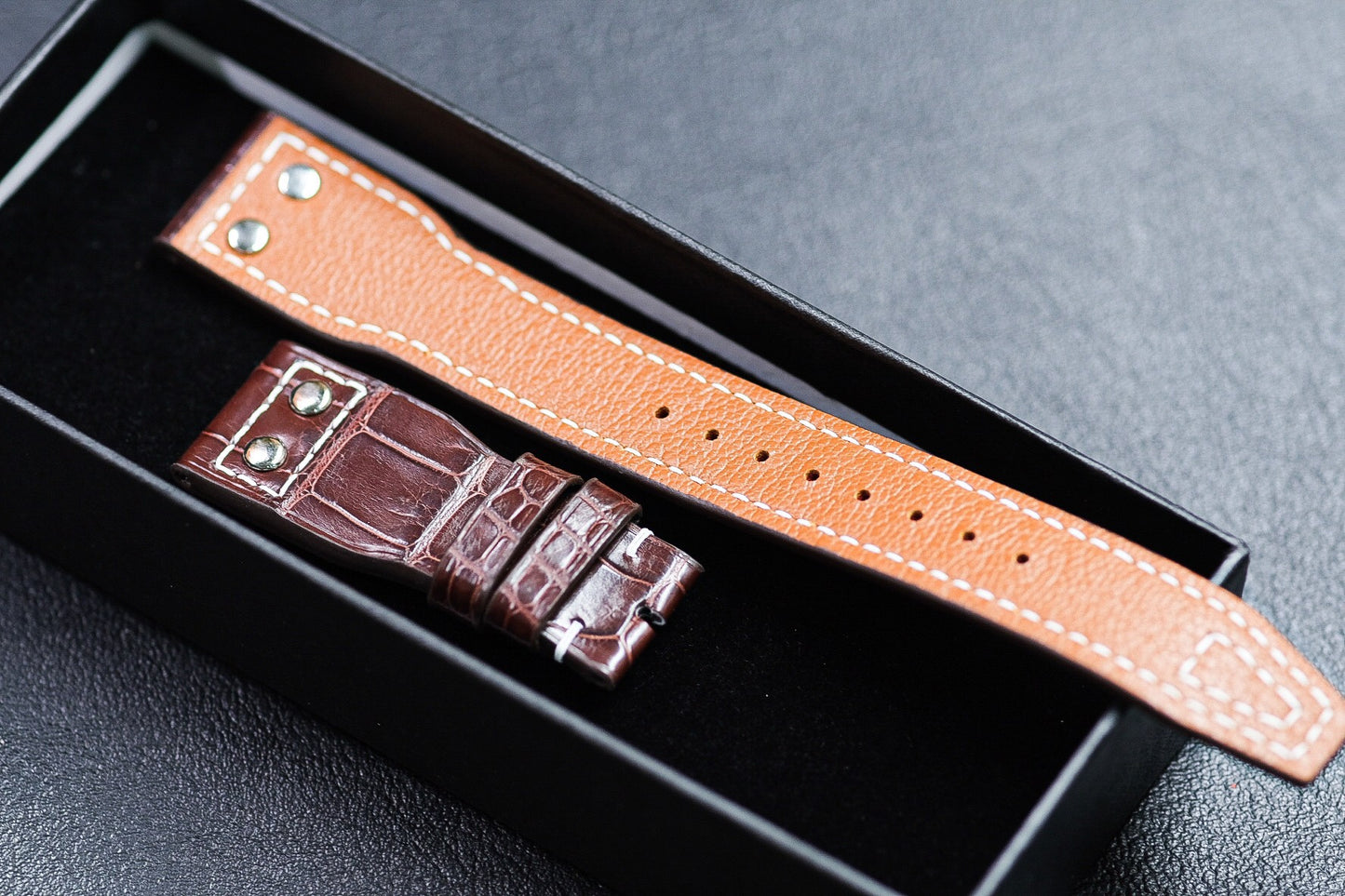 BESPOKE GENUINE IWC PILOT CROCODILE SKIN LEATHER STRAP HDCS24