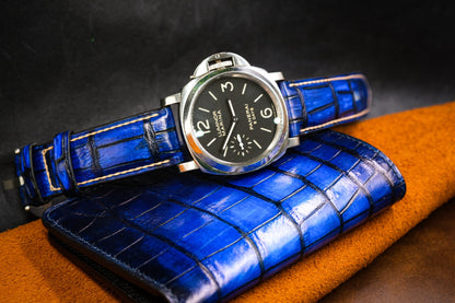 BESPOKE GENUINE HAND DYED PATINA TURQUOISE BLUE PATINA LEATHER WATCH STRAP BAND FOR PANERAI HDPAM03