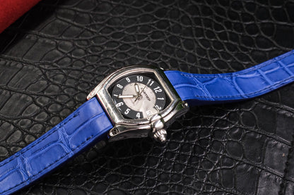 Blue crocodile strap for Cartier Santos with quick release system HDCAS10