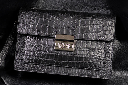 Black  crocodile leather man clutch HDWA64