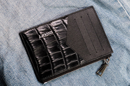 BESPOKE GENUINE BLACK CROCODILE CARD HOLDER WALLET HDWA66