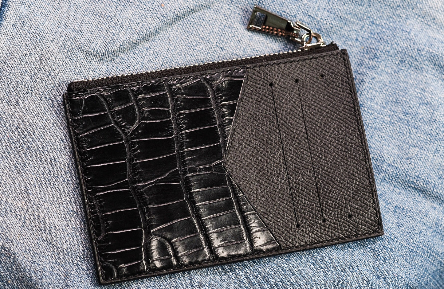 BESPOKE GENUINE BLACK CROCODILE CARD HOLDER WALLET HDWA66